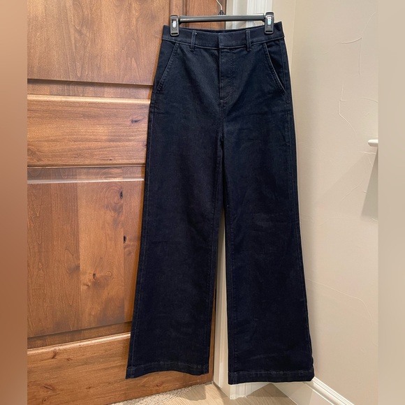 Wide leg high waist denim jean trouser Talbots NWT Sz 0 - Picture 2 of 11